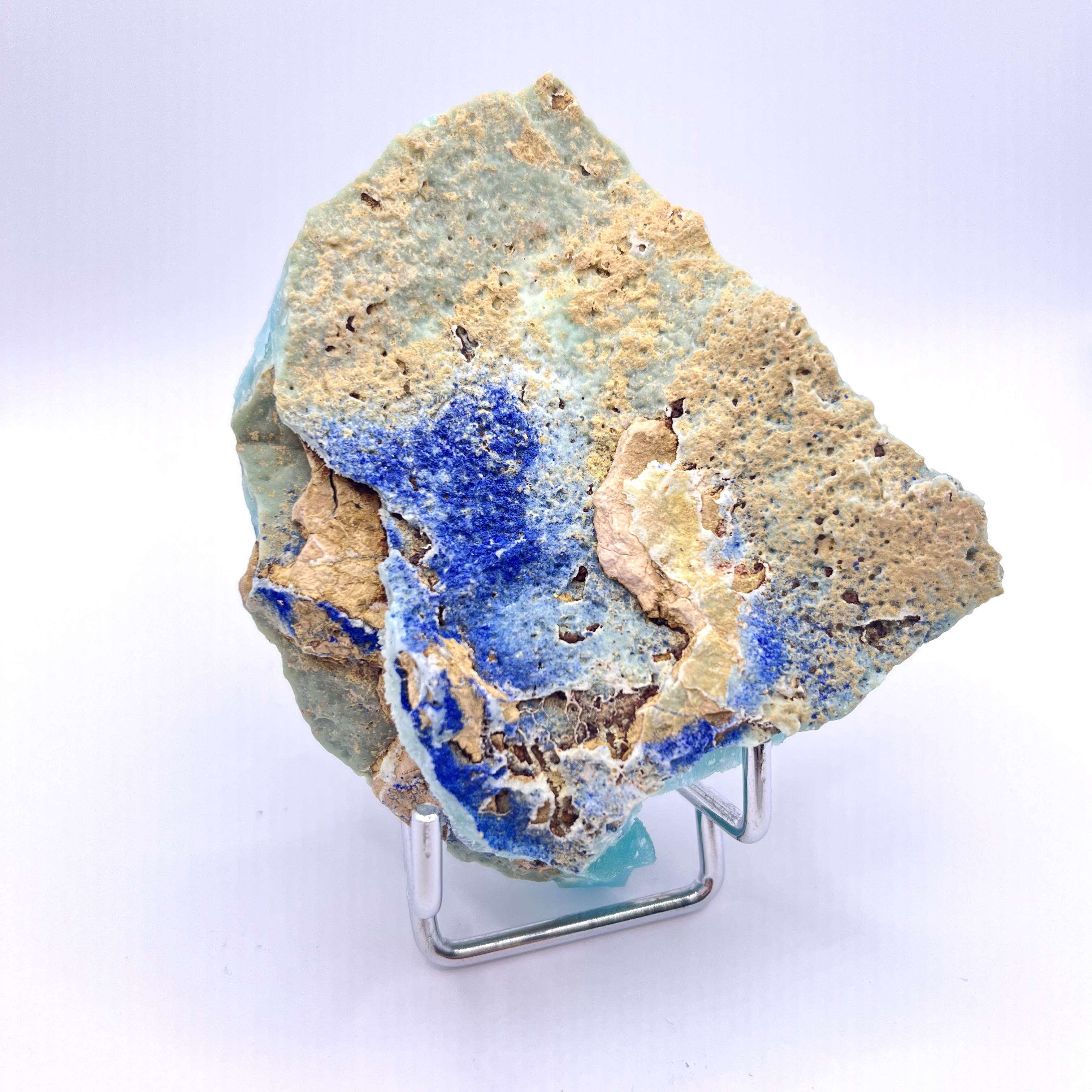 Chrysocolla specimen with botryoidal habit and lazurite 